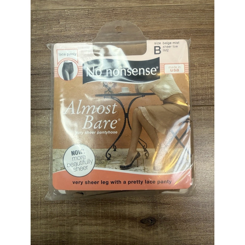 VTG No Nonsense Women's B Almost Bare Beige‎ Mist Sheer Toe Pantyhose NIP